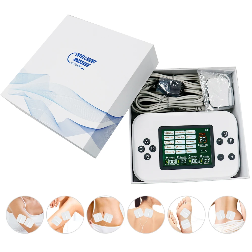 4-in-1 TENS Unit with 15 Modes EMS Muscle Stimulator Pain Relief Rechargeable Electronic Pulse Massager with 8 Electrode Pads