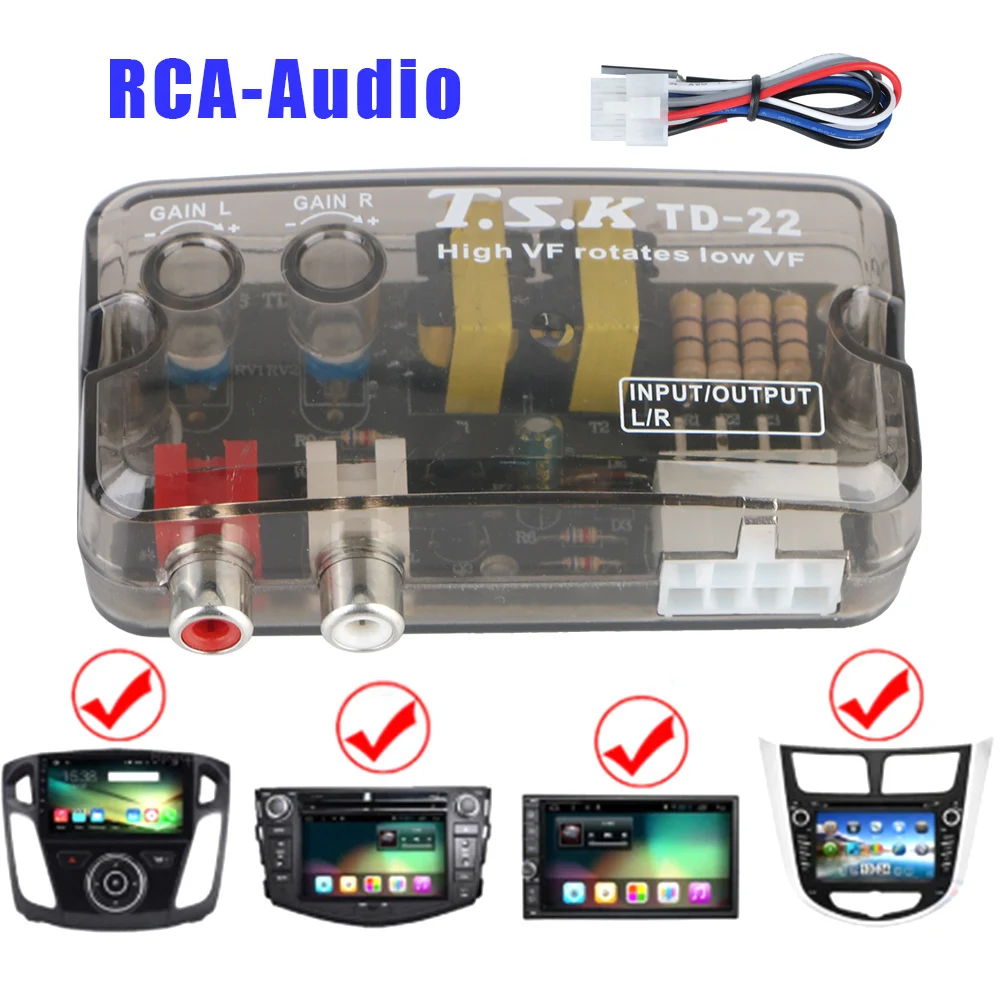 12V Car Audio Stereo Converter Auto Speaker Level RCA Adapter High To Low VF Output Automotive Accessories Cartronics Universal
