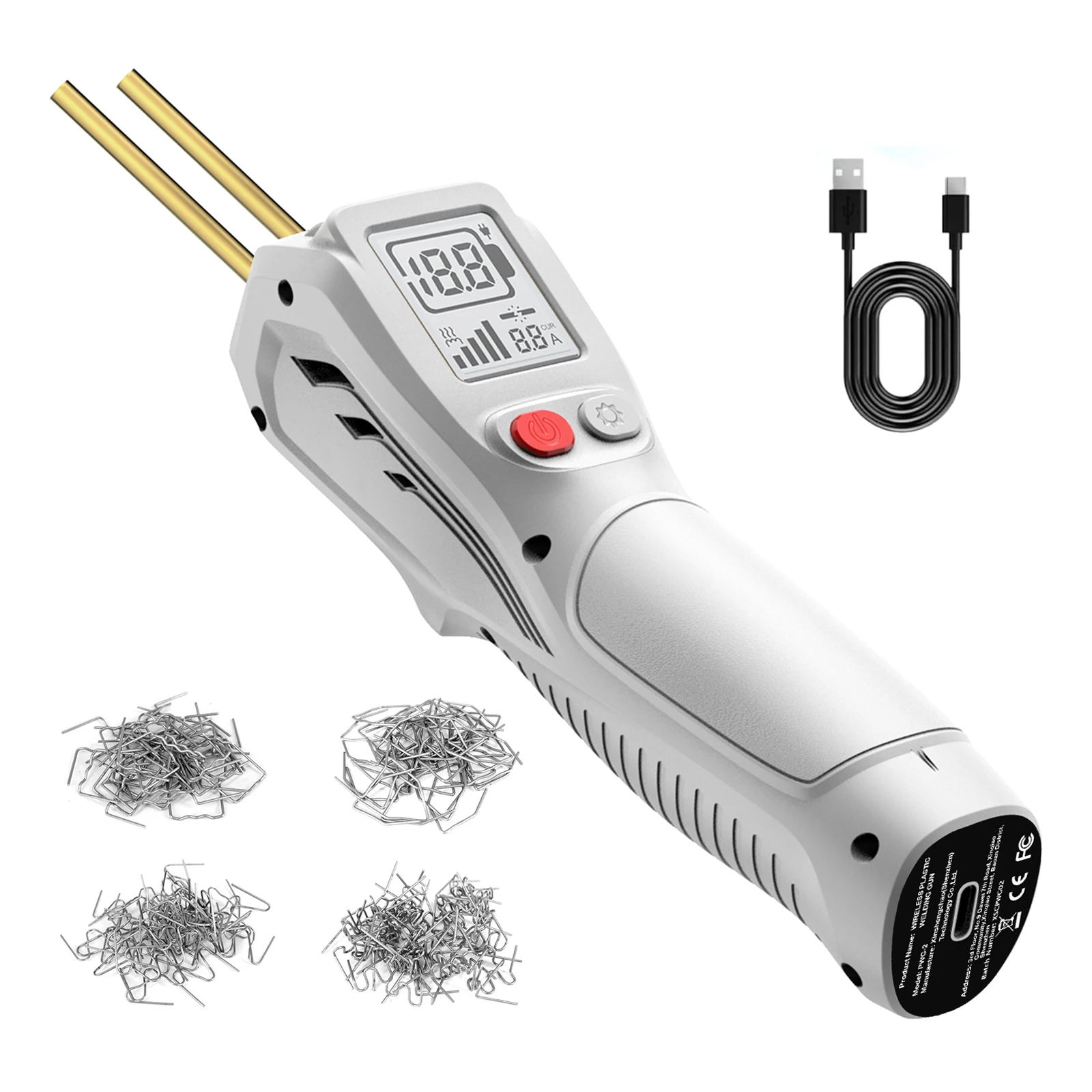 500W Cordless Plastic Welder Gun LCD Display Handheld Wireless Torch USB Charging Welding Gun DIY Repair Tool Kit for Car Bumper