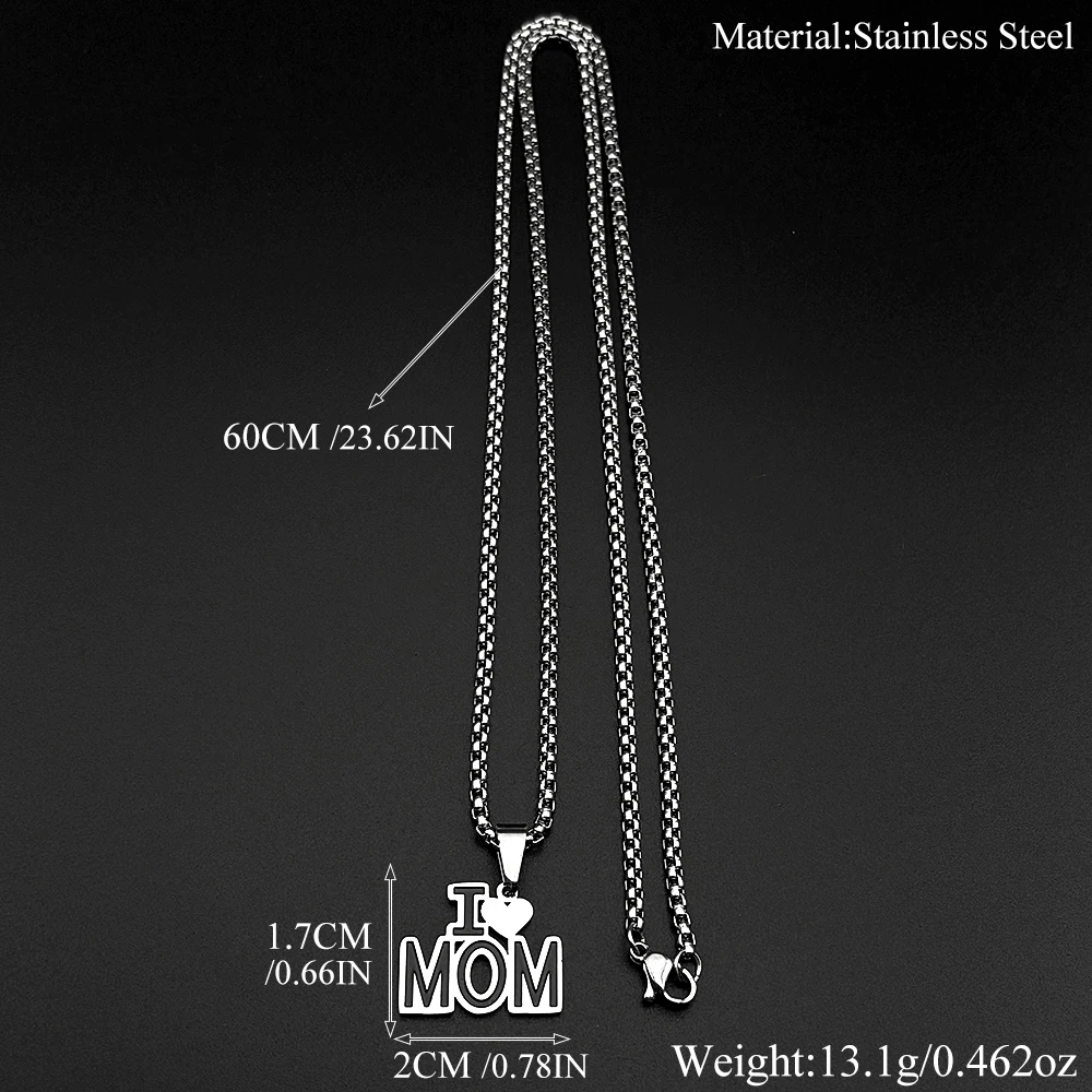 Geschenk für Mama, „Ich liebe Mama“-Kette aus Edelstahl, silberfarben, „Mein Heldin“, Muttertag, einfache Buchstaben-Halskette, Schmuckkette – Detail 3