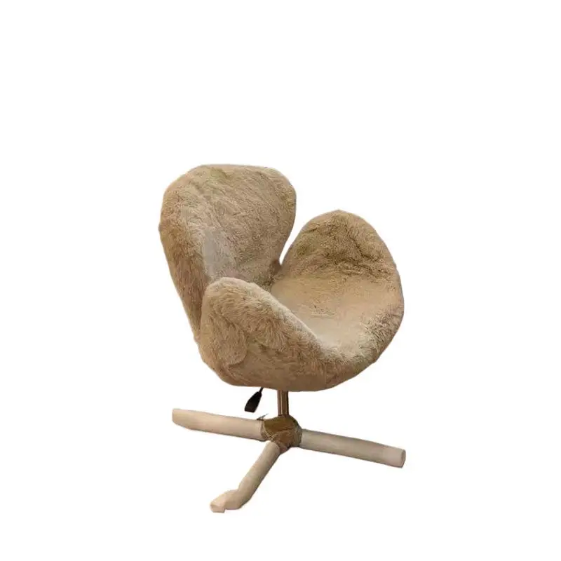 

Fabric sofa chair solid color cream style comfortable lifting rotating leather art makeup chair leisure chair