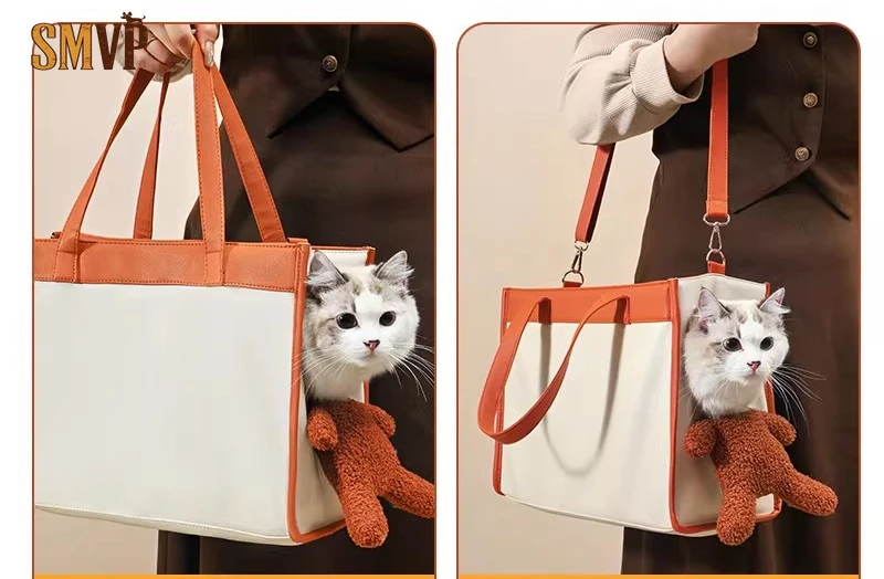 

Cute Going Out Large Capacity Can Be Exposed Bear Shoulder Bag Kitten Small Dog Tote Bag Comfortable and Breathable