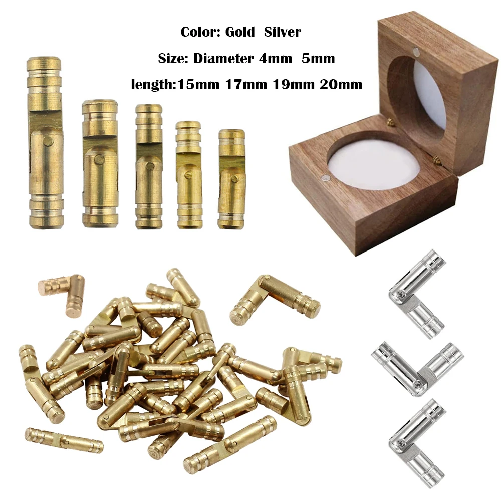 10Pcs Brass Barrel Hinges, Concealed Hidden Cylinder Cabinet Hinges for Jewelry Box Furniture Hardware Invisible