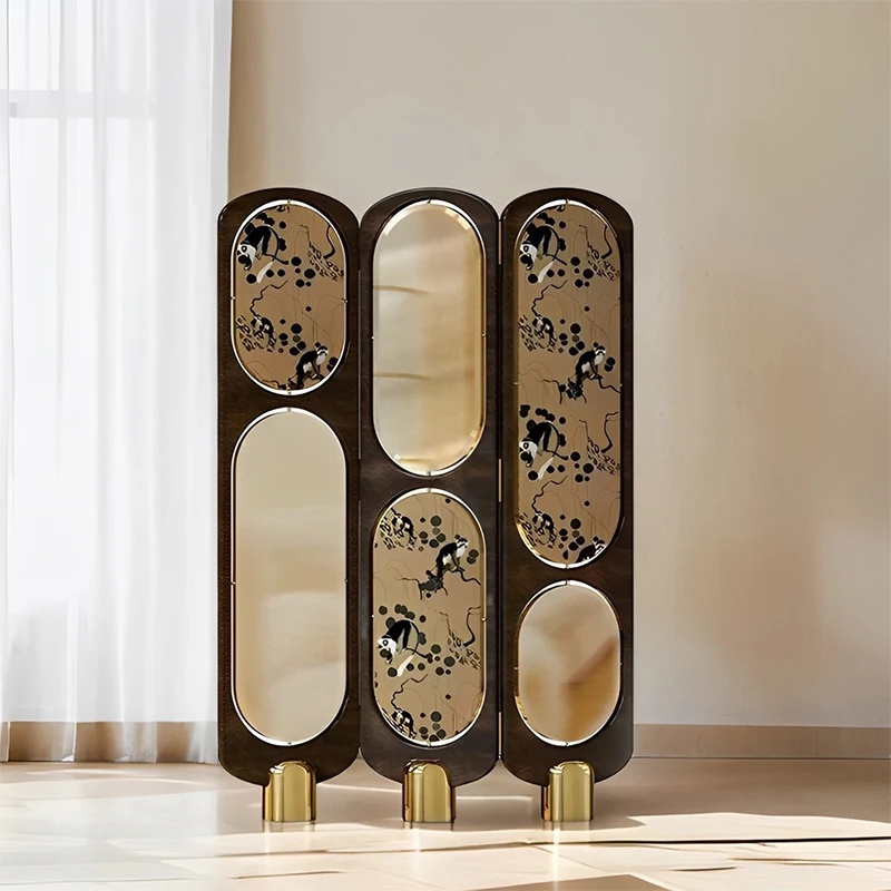 Modern luxury indoor/outdoor living room partition screen Mirror decorative art partition screen