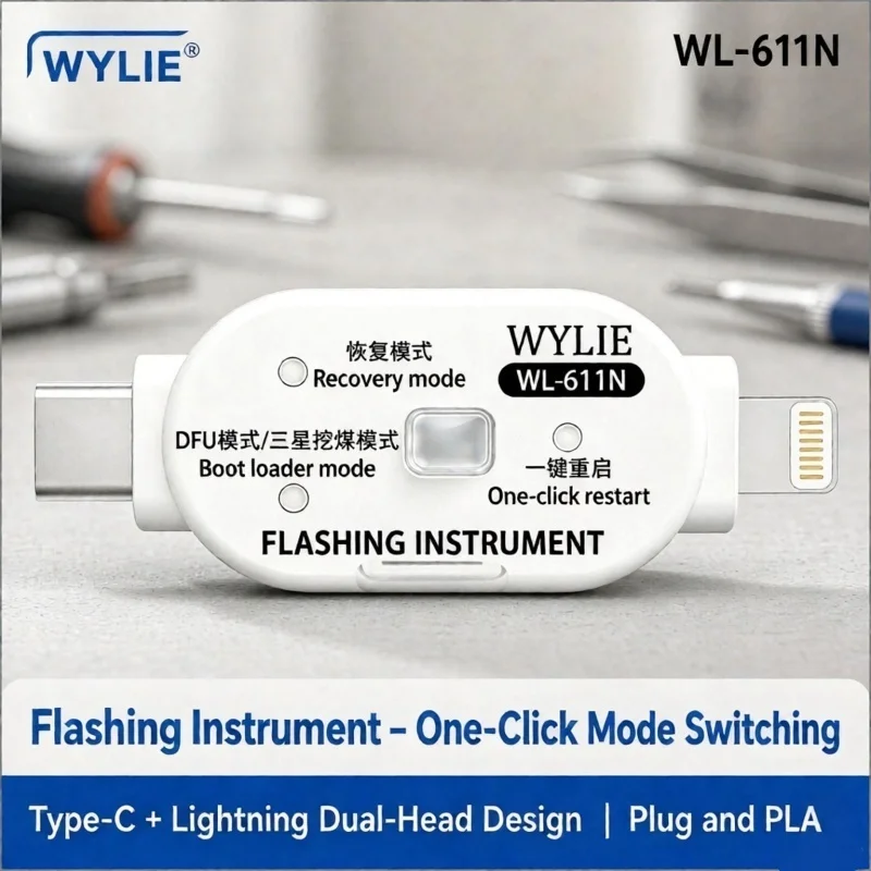 WYLIE WL-611N Flashing Instrument One Click DFU Recovery Download Mode Type C Lightning for iPhone Samsung Android Repair Tool