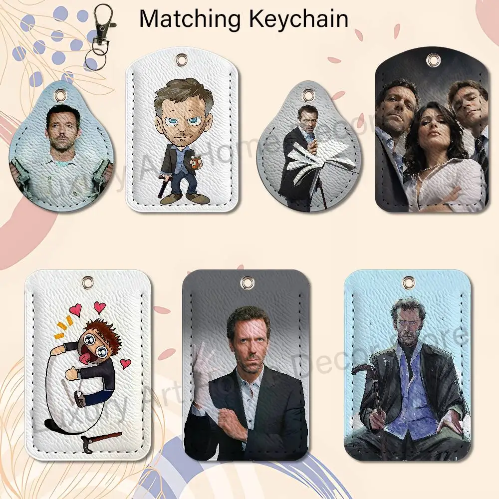 Show H-House MD TV Key Tag Ring Leather Card Holder Key Ring Rectangle Access Card Holder