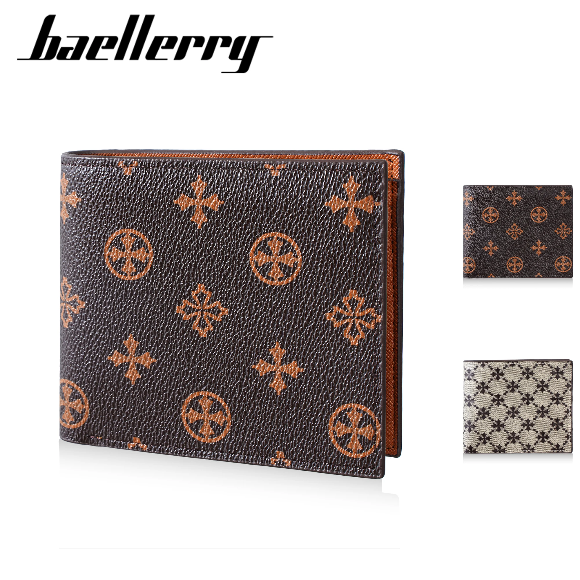 1 Stück - Baellerry Herren Vintage Blumenmuster Kurze Geldbörse, Klassisches Muster PU-Leder Ultra-Dünne Business Casual Geldbörse, Geschäfts- und Pendler-Geldbörse