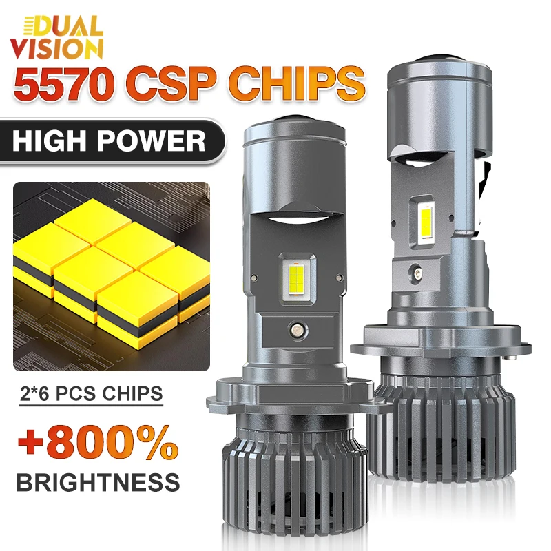 

H4 Bi LED Mini Projector Lenses Canbus 5570 CSP Automotive Headlight High Low Beam LHD RHD Super Bright 6000K Turbo Lights 12V