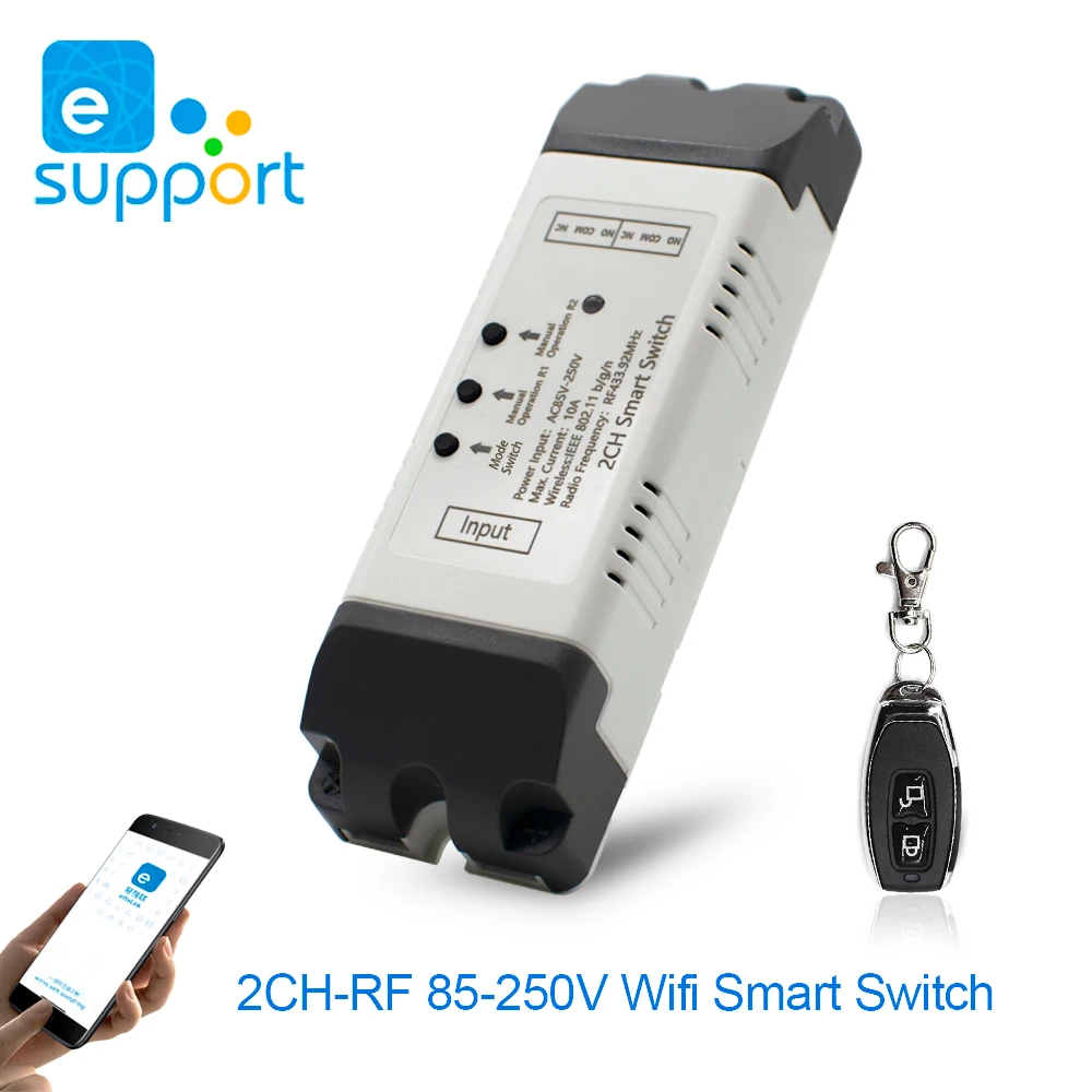 Wifi Wireless Switch Smart Module,2CH DC5V 12V 32V 110V 220V,Inching Self-lock,RF433,NO,NC,COM.10A Relay,eWeLink APP Control