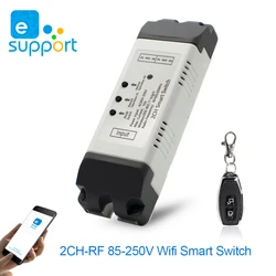 Módulo de interruptor inteligente sem fio WiFi, relé de bloqueio automático, controle eWeLink App, controle EWeLink APP, 2CH, DC 5V, 12V, 32V, 110V, 220V, RF433, NÃO, NC