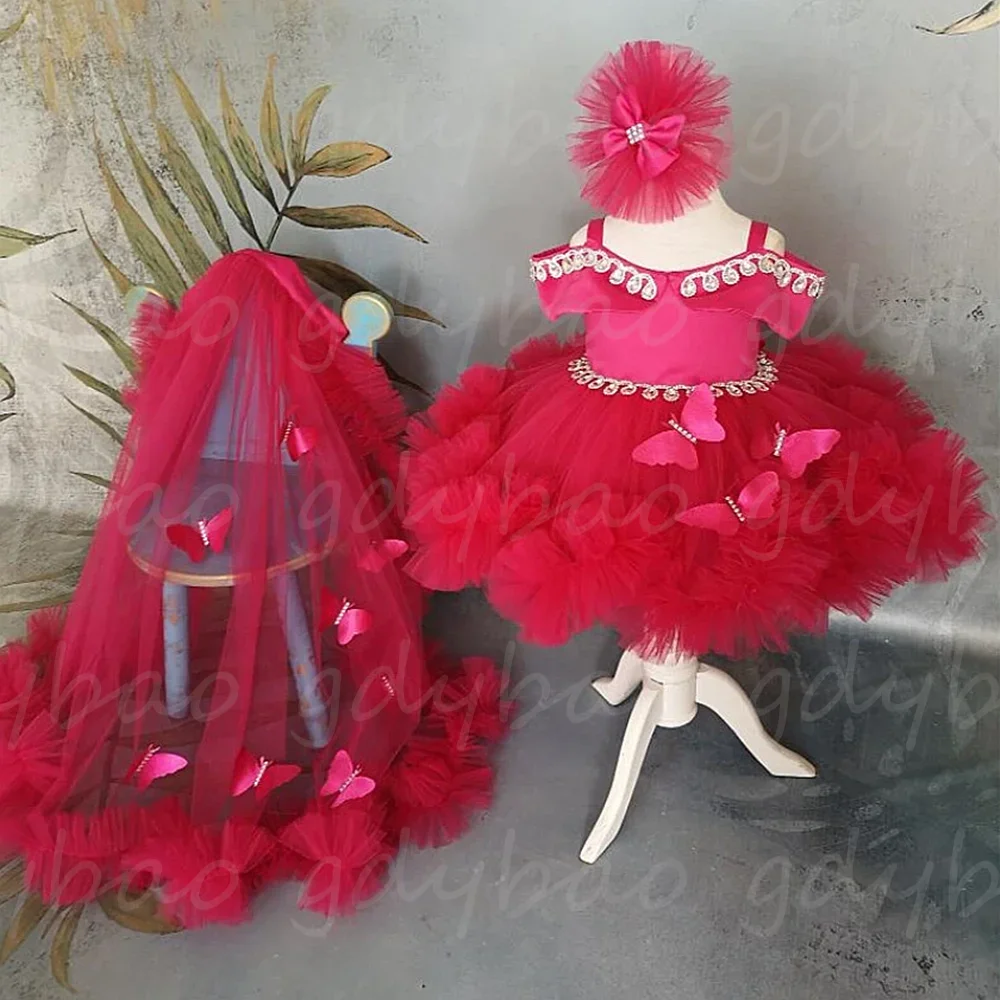 Vestidos Tutu das meninas com colher flor para as mulheres, uma linha, vestidos de festa de casamento, comprimento do joelho, imagem real, bebê encantador