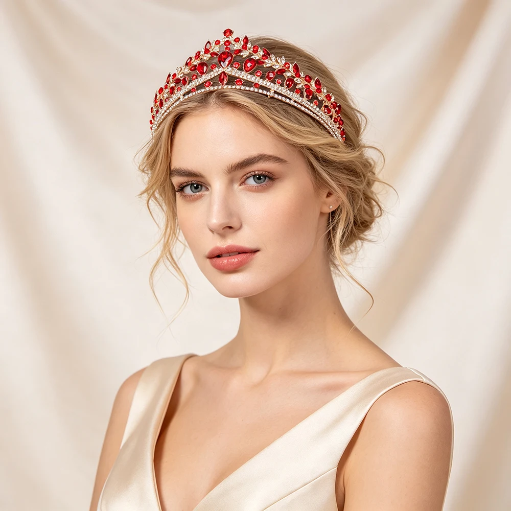 2026 Cross-Border European and American Crown Alloy Rhinestone Crowns – Luxurious Headpieces for Parties, Balls and Performances