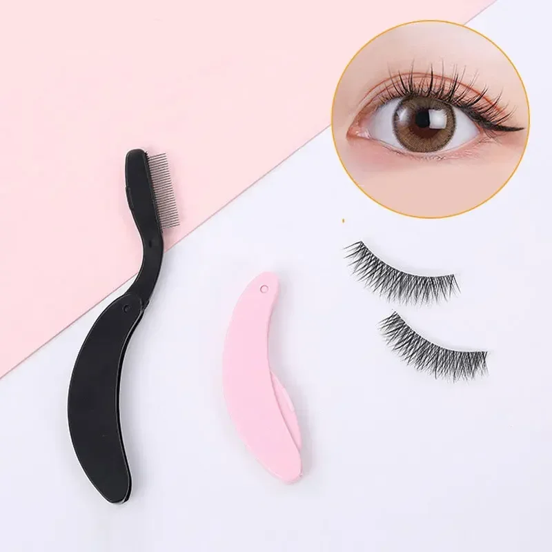 Mini peigne à cils pliable avec séparateur de dents en métal, brosse à mascara, extension de cils bouclés, outils de maquillage de beauté