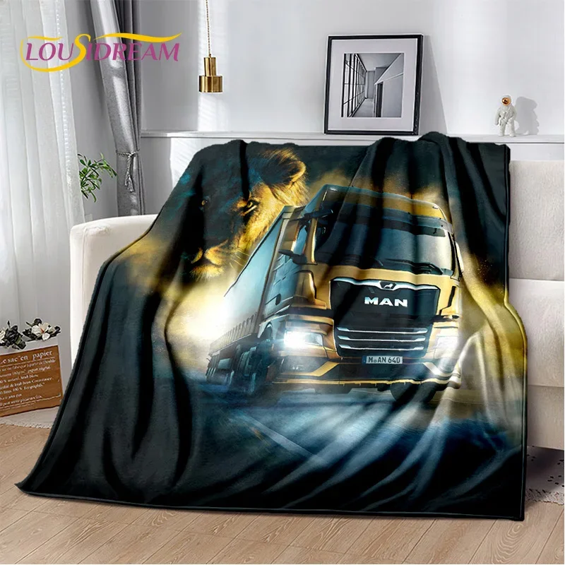 Mantas de Franela suave con estampado 3D de camión y hombre HD, manta cómoda para camas de Picnic, sofá, regalos para el hogar y el dormitorio