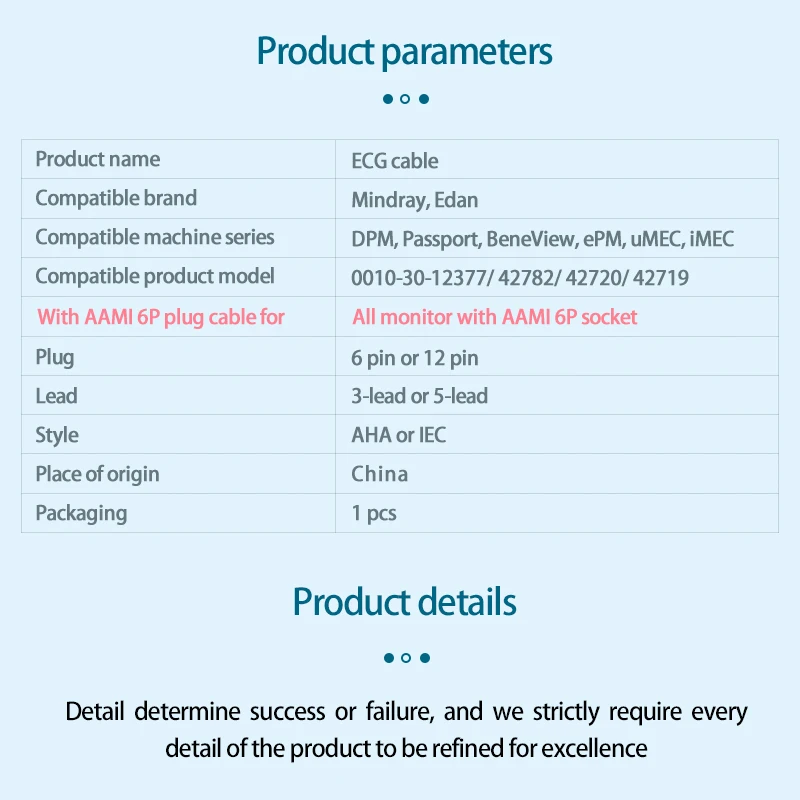 Compatible with Mindray Monitor ECG EKG Lead Wire Passport 8 12 17 IMEC 8 Beneheart D6 BeneView T5 T8 UMEC100 EPM10 15 UMEC12