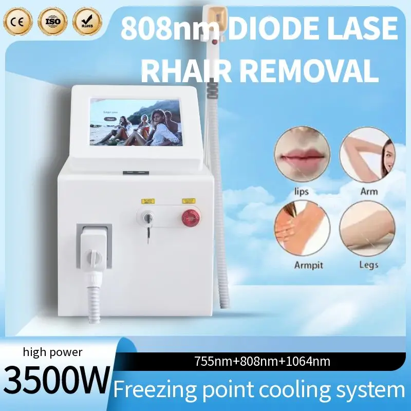 

Portable 808nm Diode Laser Hair Removae Machine 3 wavelengths 3500W Painless Beautiful Whole Body Skin Rejuvenation Hair Remove