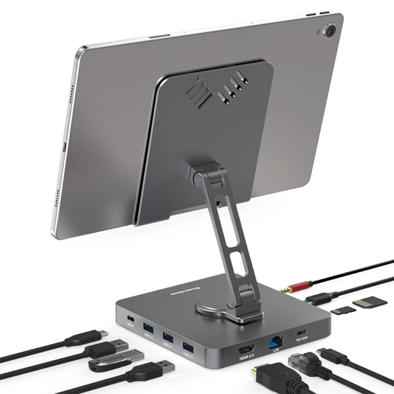 11-in-1 Hub Stand Type-C Dock Station 4K60Hz PD100W Rotary-Folding Holder Laptop Accessories Dropshipping