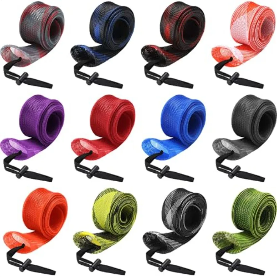 

7ft Lengthen 12 Pcs Fishing Rod Sleeve Socks Covers Braided Mesh Rod Protector Fishing Tools Accories for Bait Casting Sea