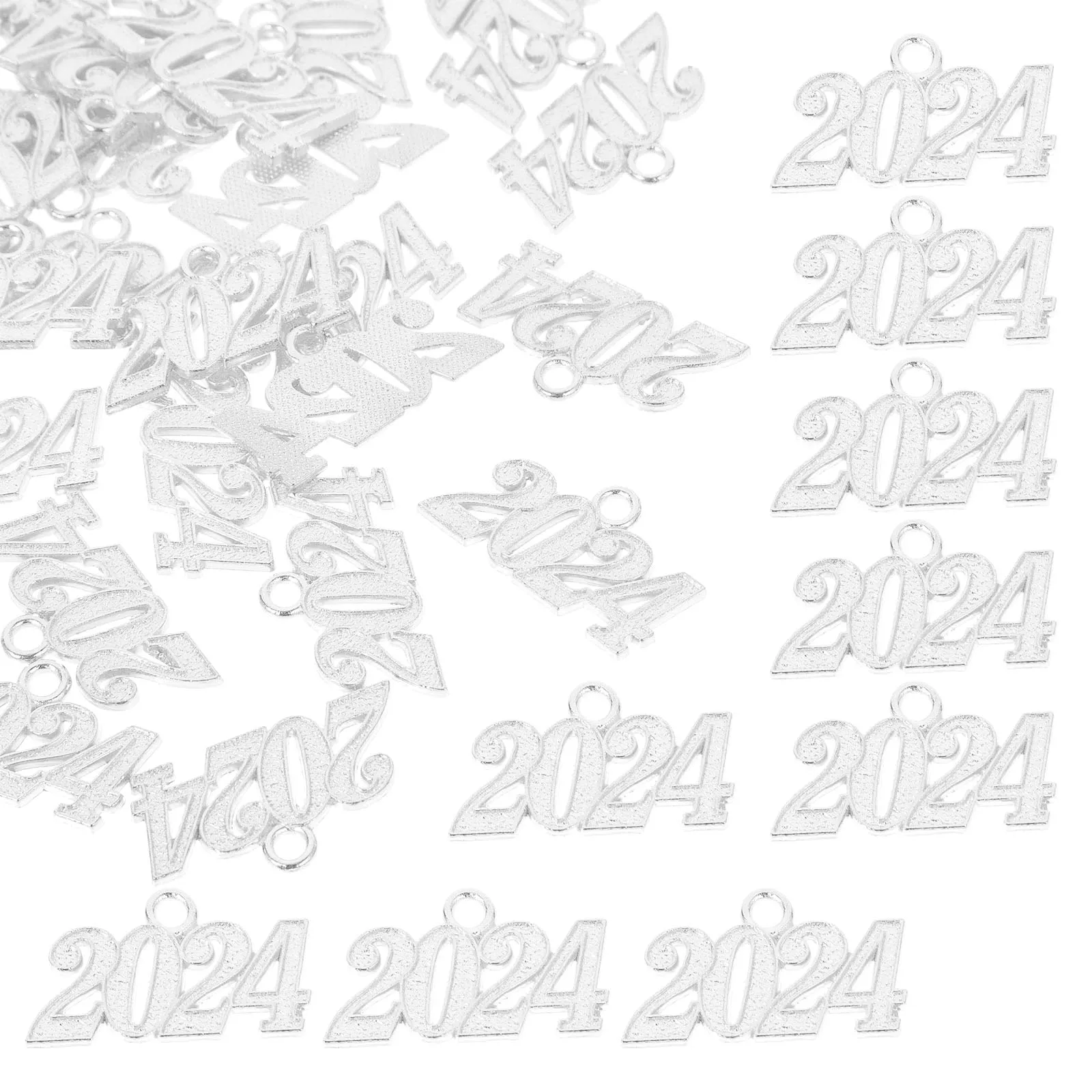 

50 Pcs Necklace Digital Pendant Ornaments Charms for Diy Craft Metal Number Decoration Silver