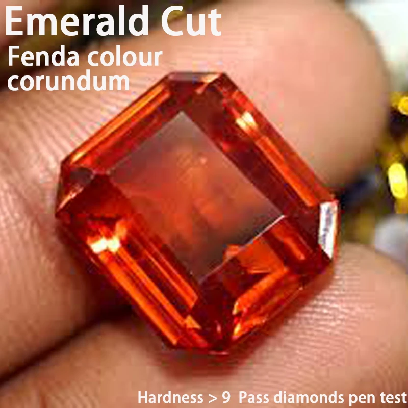 

Fenda colour corundum Gemstone Emerald Cut Synthetic Ruby Loose Gems Pass diamonds pen test