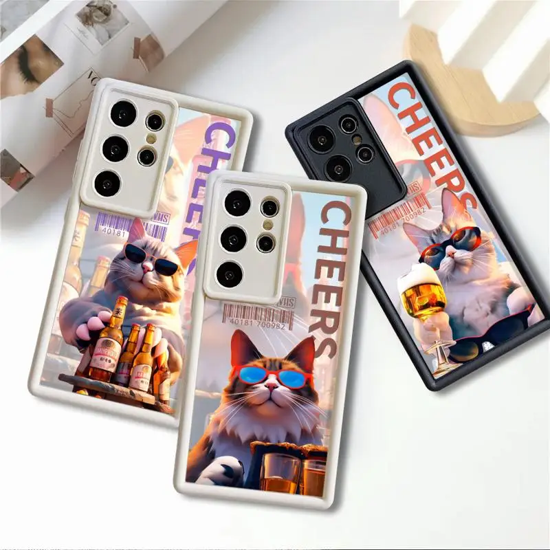 phone case for Samsung Galaxy S24 S22 S21 Ultra A13 cases S20 FE S23 S24plus S21fe 12C fundas Cover Basketball Funny Fashion Cat