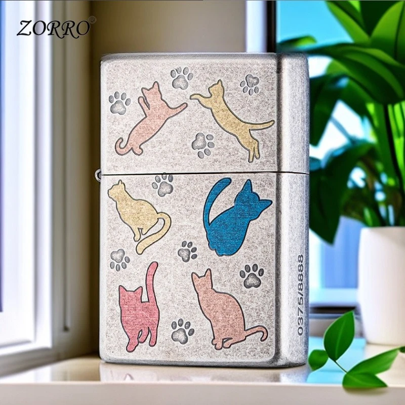Zorro Starry Sky Cat winddichte aansteker kerosine Vintage slijpschijf cadeau