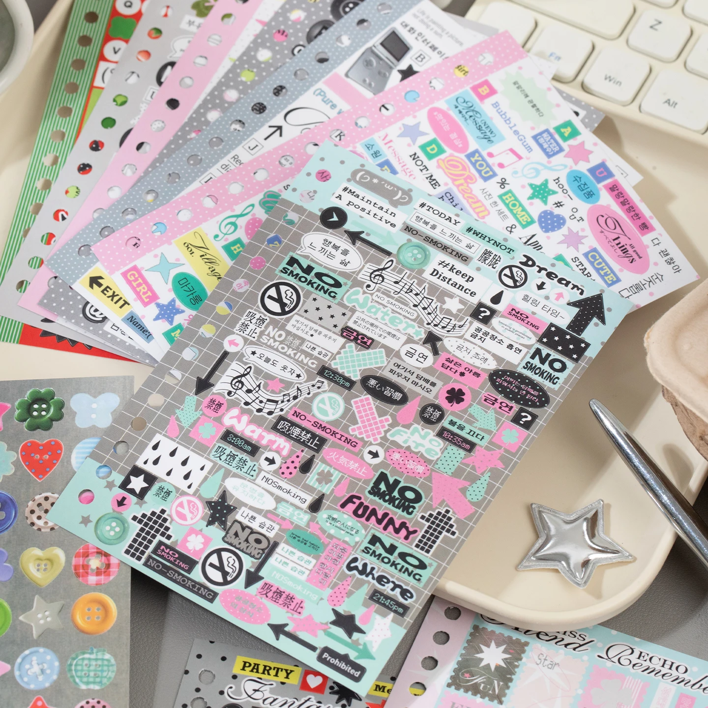 30sheets Dream Island Sequel Series Ins English Font Versatile Decoration Die Cut Sticker DIY Diary Scrapbook Stationery Sticker