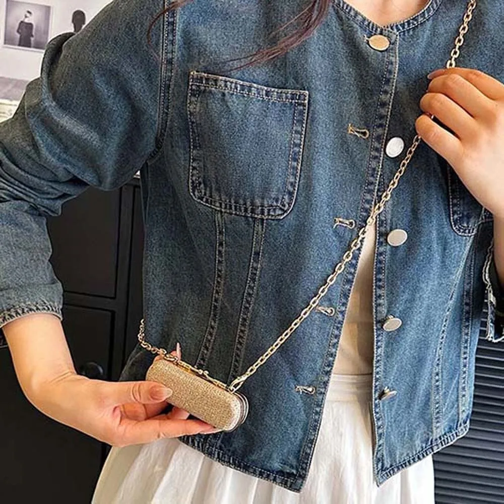 Rhinestone Chain Lipstick Bag Shiny Compact Evening Clutch Purse Versatile Detachable Mini Crossbody Bag Trendsetter