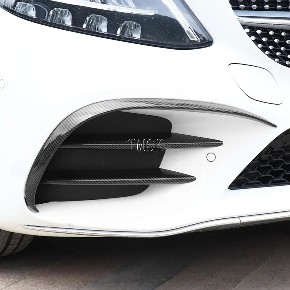 For Mercedes Benz C Class W205 2019-2021 ABS Car Accessories Front Bumper Lip Splitter Spoiler Canard Fog Lamp Cover Trim Strips view 4
