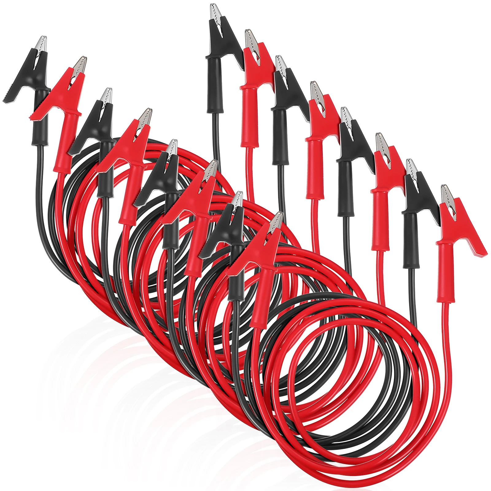 

8 pcs Alligator Clip Jumper Wires 4 Black 4 Red 1M Stable Connection Electrical Test Leads Copper Material Wide Application