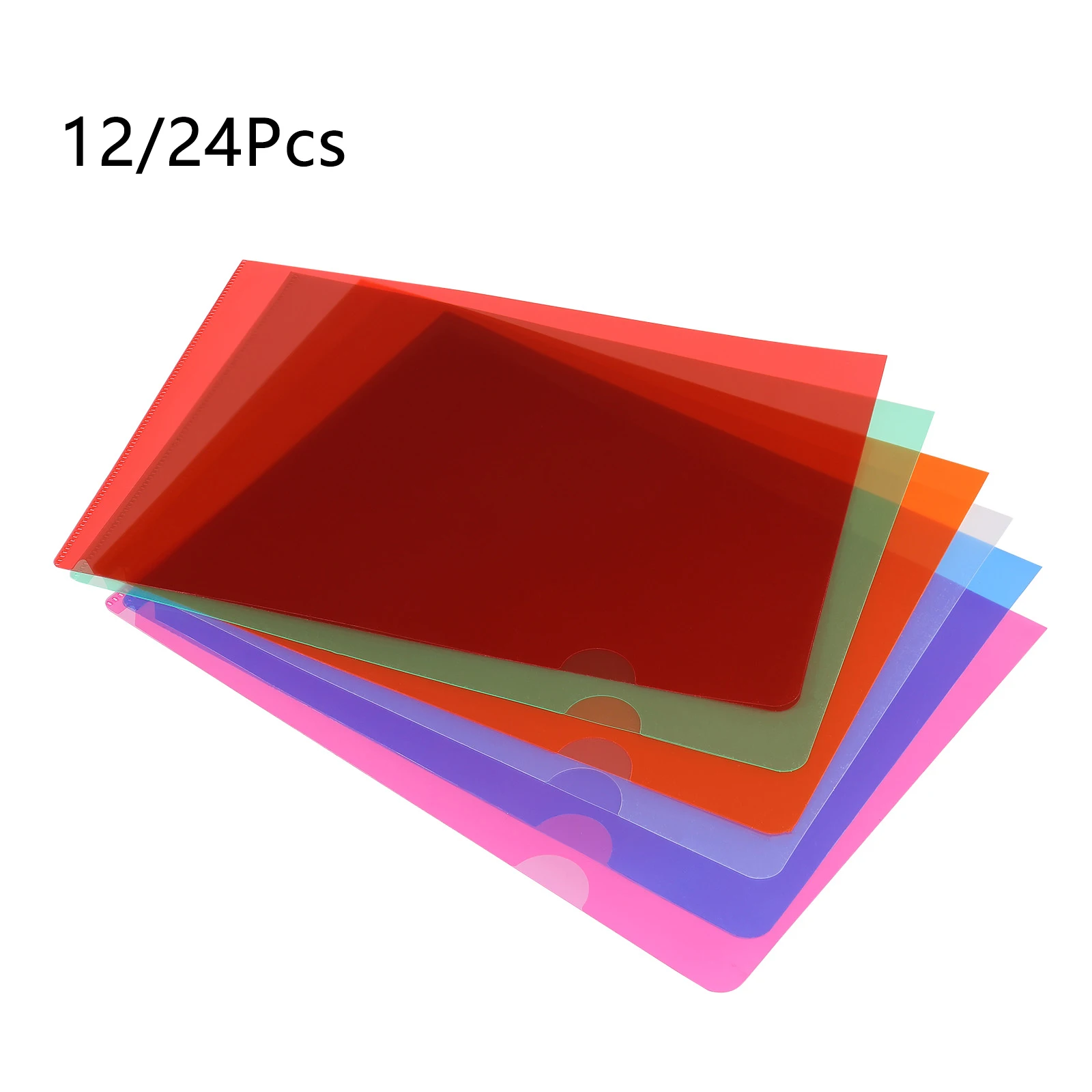 12/24Pcs L Type Folders A4 Plastic File Project Pockets File Folder Clear Paper Document Jacket Sleeve School Office Supplies