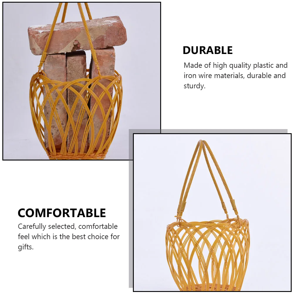 

4PCS Basket Retro H woven Plastic Iron Wire Sturdy H Storage Container Kitchen Bar Accessories