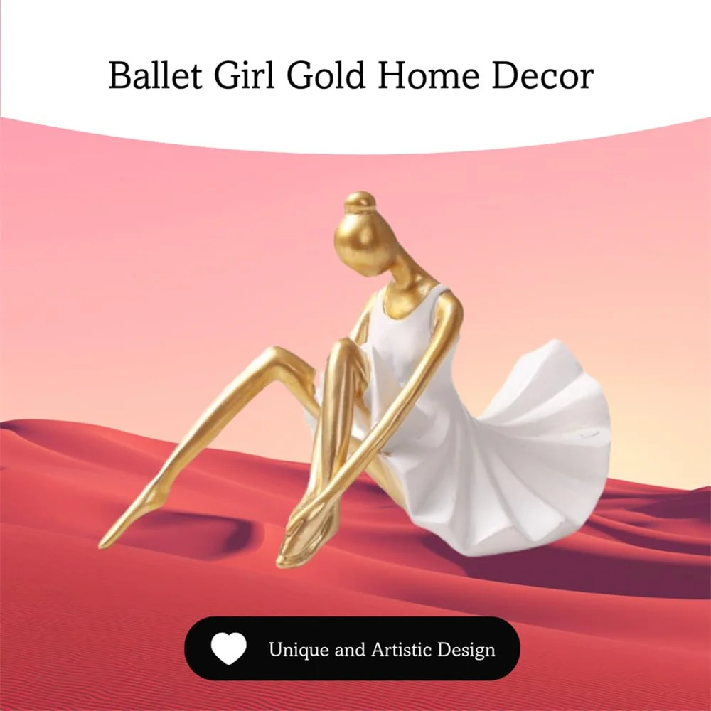1 PC Ballet Girl Gold Home Decor Abstract Art Modern Sculptures Statues  Aesthetic Desk Dining Table Modern Living Room