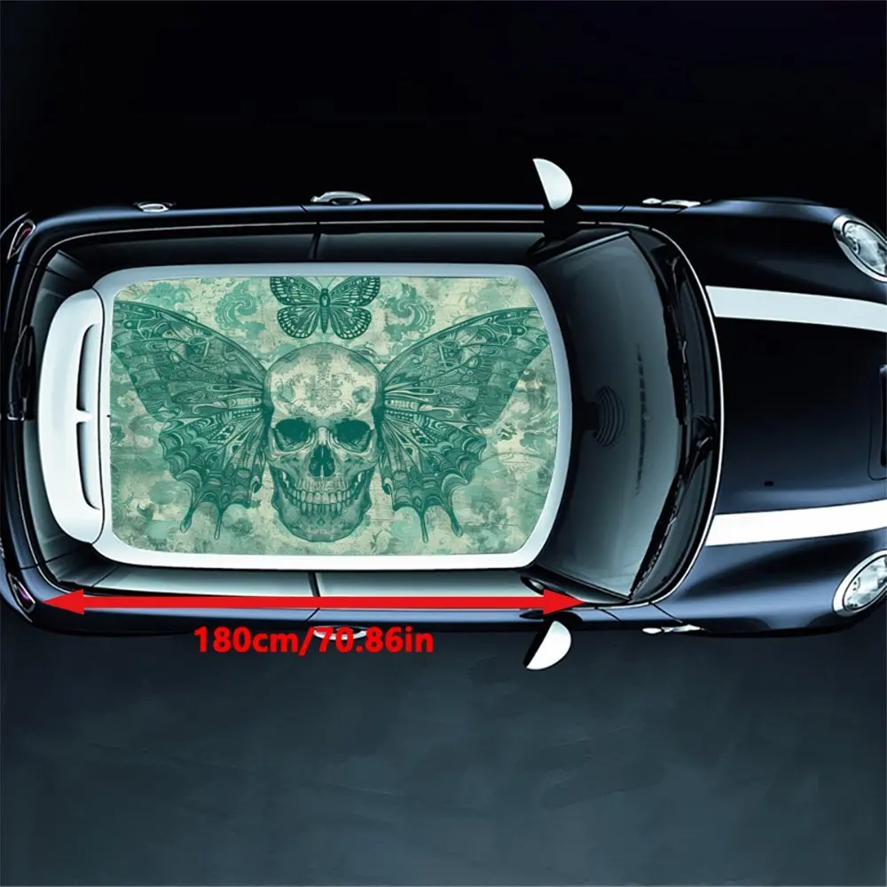 Skull Butterfly Dream Car Vinyl Wraps, Car Roof Decals, Bring a Shocking Visual Effect