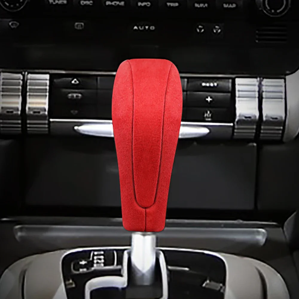 Car Accessories Genuine Leather Cow Suede Gear Shift Knob CoverFor Porsche Cayenne 2004-2009  Protector Case Frame Decoration