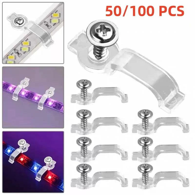 50 szt. Fixator taśma LED klipsy mocujące złącze 8mm/10mm ze śrubami mocujący klips do taśmy LED SMD 5730/5050/2835/3014