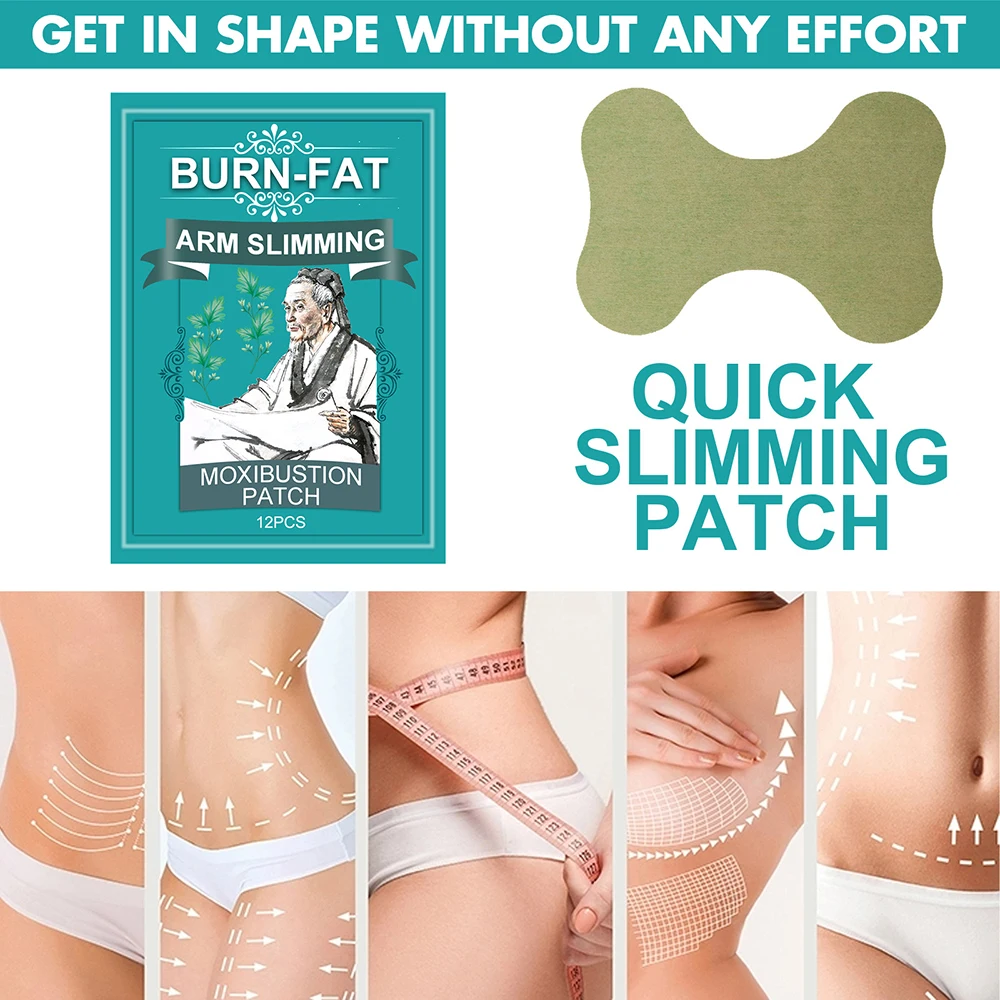 12pcs Extra Strong Fat Burning Patch Thin Arm Patch Fat-removing Warm Moxibustion Hot Compress Moxibustion Patch