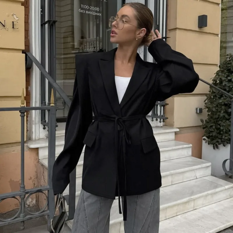 سترة نسائية عصرية ضيقة برباط علوي معاطف أنيقة فاخرة للحفلات ملابس خارجية غير رسمية للمكتب