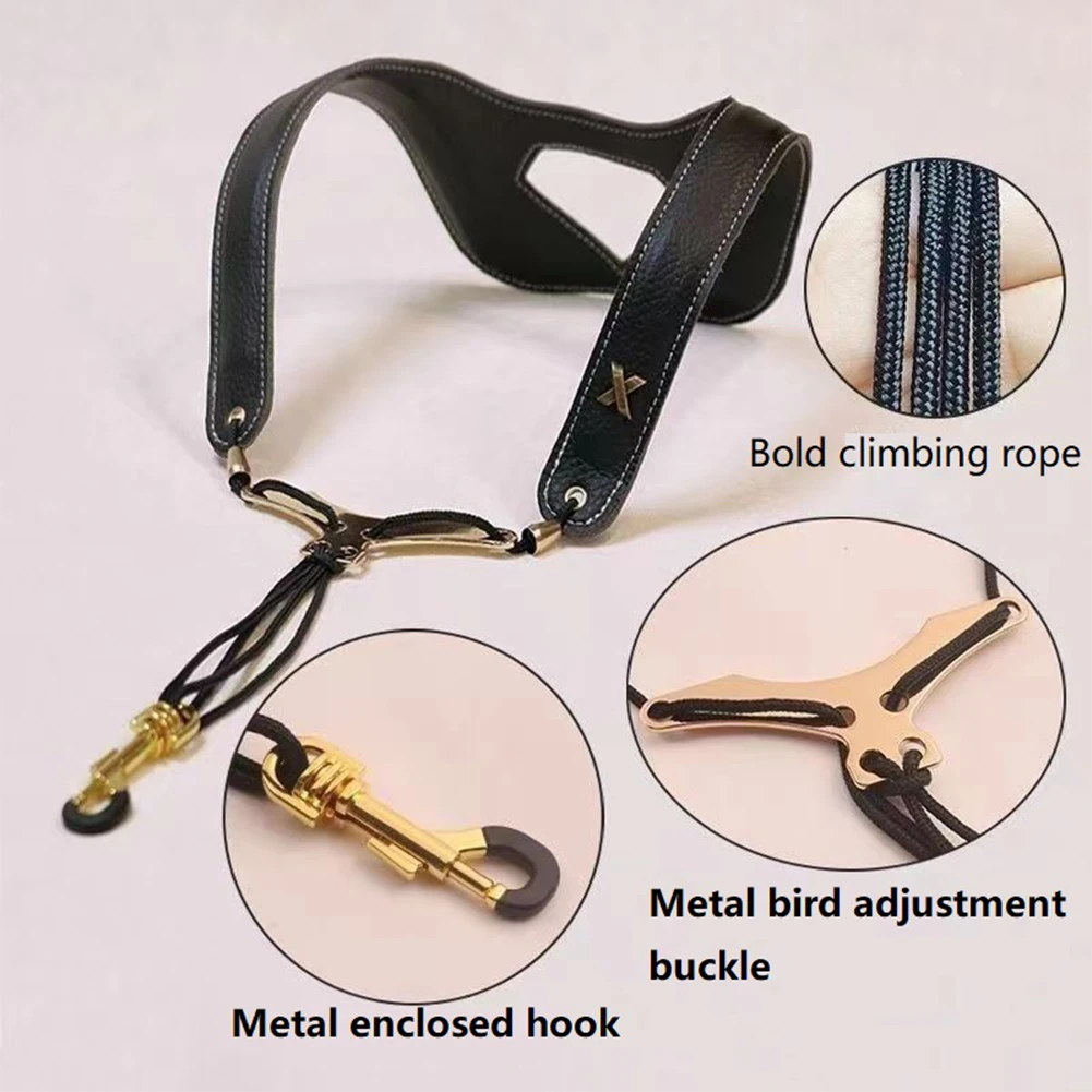 Saxophone Shoulder Strap Length Adjustable Soft Shoulder Harness Leather Saxophone Lanyard Musical Instrument Accessories