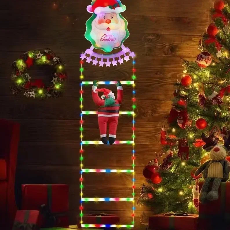 LED Ladder Light for Santa Claus Home Christmas Decor String Lamp Indoor Outdoor Window Garden Xmas Tree Hanging Strip Light