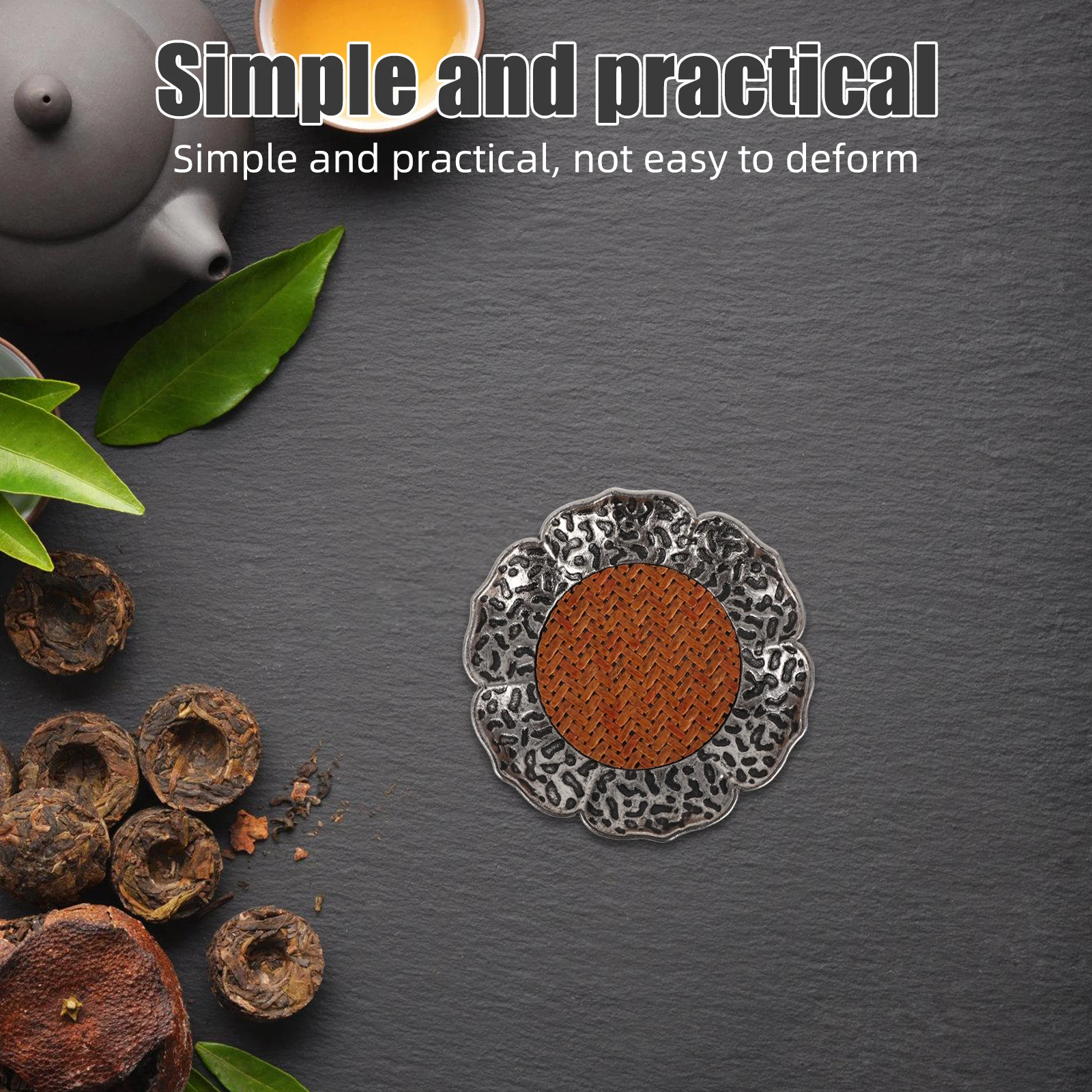 

2pcs Alloy Rattan Woven Coaster Vintage Lotus Shape Heat Insulation Mat Non-Slip Table Protection Cup Holder Unique Decorative