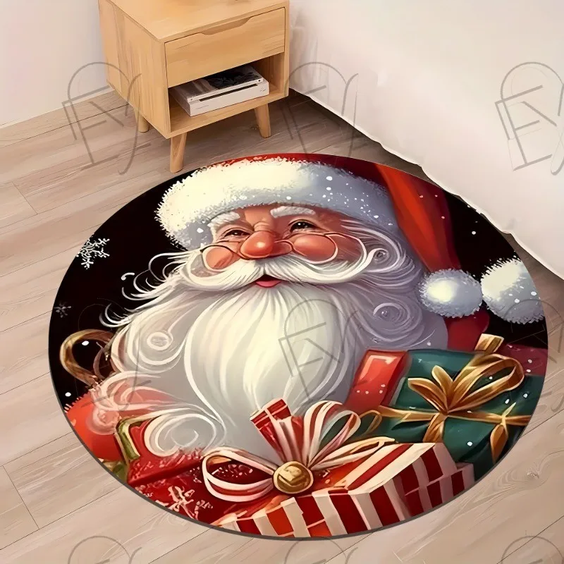 Cute Dachshund Dog Round Rug Christmas Wreath Circular Carpet Living Room Puppy Pet Lover Holiday Decor Bedroom Soft Area Rugs