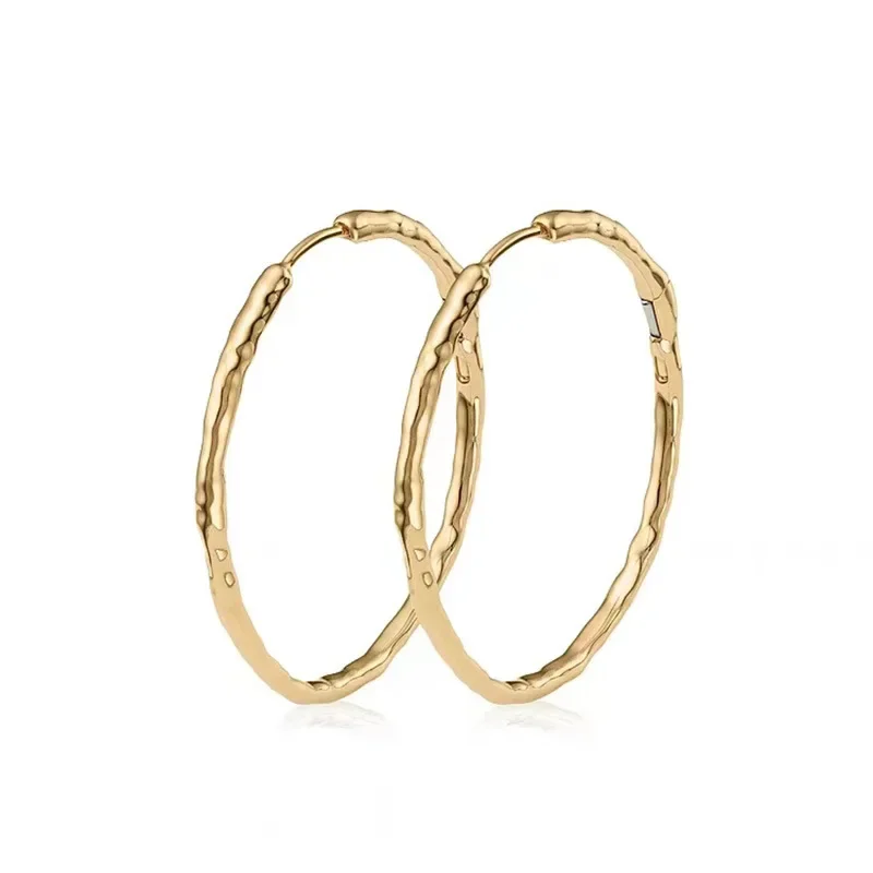 

Flyfyp Gold Plated Chic Waterproof Stainless Steel Hoop Earring For Women Party Festival Casual jewelry Gift Bijoux