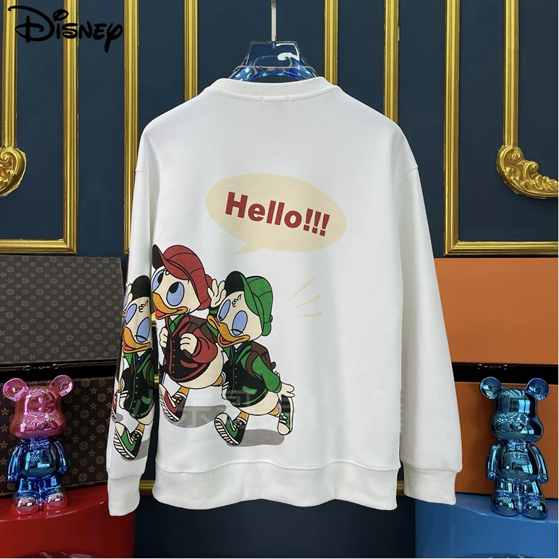 Imagem -02 - Disney Cartoon Pato Donald Estampa Manga Longa Camisola de Algodão Solto Decote em o Casal Casual Moda Nova Chegada Outono 2023