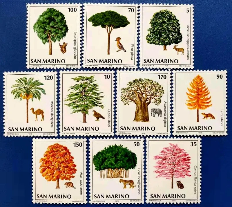 10 PCS,San Marino,1979,Rare Trees and Animals,Environmental Protection,Plant Stamp,New Stamp,High Quaility,MNH