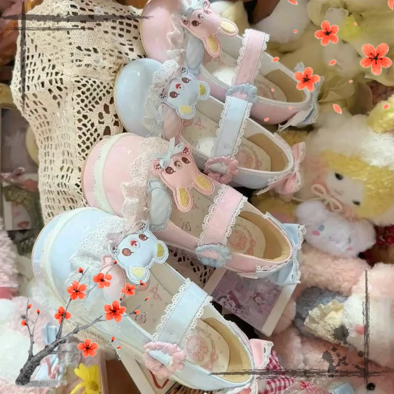 

Japanese Piano Rabbit Lolita High Heel Pumps Women Spring Summer New Sweet Cute Mary Jane Shoes Kawaii Lo Cos Party Shoes