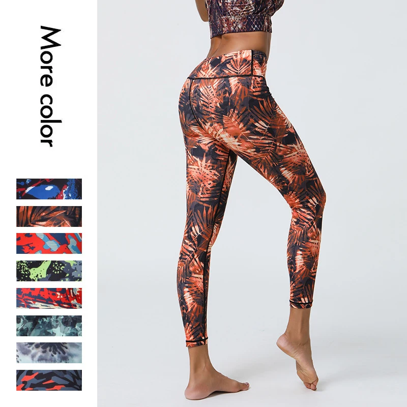 

New Summer Women's 7/8 Length Yoga Leggings High Waist Print Workout Pants for Gym Fitness Outdoor Sports Tights Buttery Soft