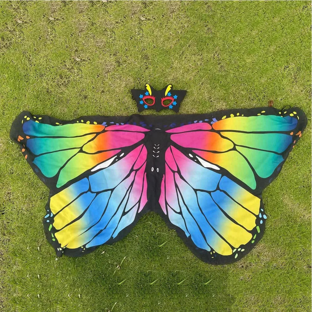 مجموعة أجنحة الجنية على شكل فراشة احتفالية للفتيات لحفلات الهالوين للأطفال مع قناع #6