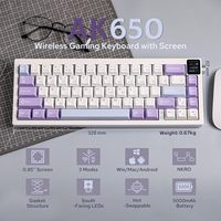 AJZZ AK650 Gaming Keyboard Wireless Bluetooth 2.4G Receiver With Screen Backlit RGB For Gaming Office