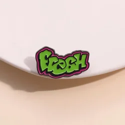 Cute Green Phrases Enamel Pin Creative Fresh Graffiti Writing Brooches Decorative Lapel Badge For Clothes Shirt Jewelry Pin